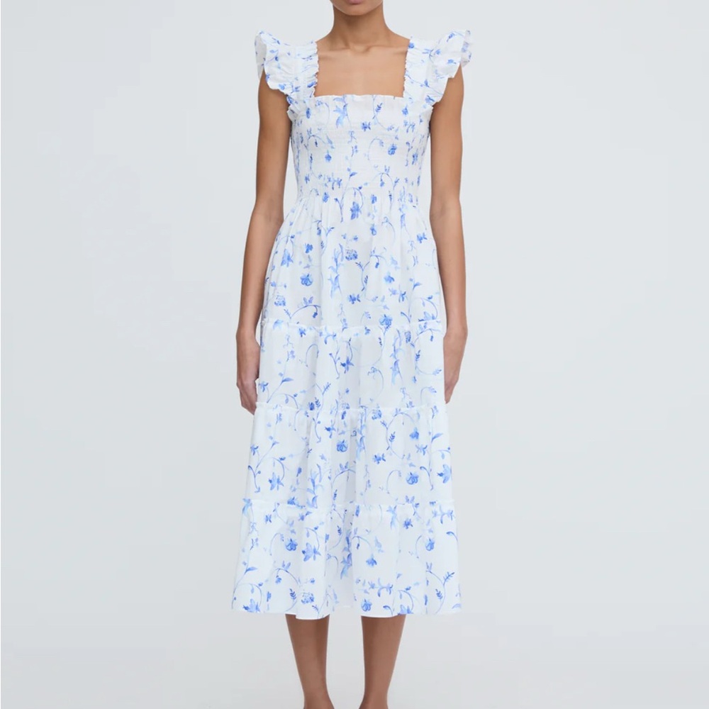Hill House Blue and White Ruffled Sundress